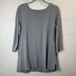 J.Jill | Ponte Tunic Boat Neck Women's Gray Solid 3/4 Sleeve Size Medium